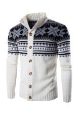 Gilet homme de Noël avec motifs flocons de neige - Blanc