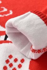 Pull Noël enfant tricoté renne rouge - Détail manche