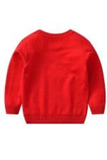 Pull Noël enfant tricoté renne rouge - Vue de dos