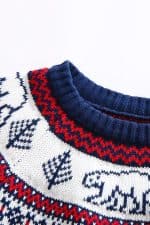 Pull de Noël pour enfant Ours Polaire Bleu et Blanc - Détail Col
