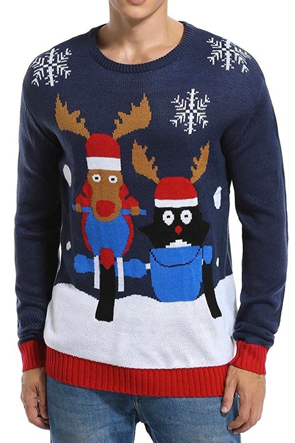 T-Shirt de Noël pour Homme et Femme Rouge avec Pingouin – Pulls de Noel