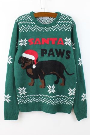 Pull moche de Noël chien bonnet - Vue de Face
