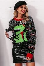 Pull Moche Dinosaure Femme - Porté