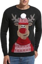 Pull Renne Noir nez rouge