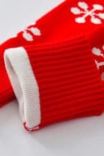 Robe de Noël Rouge Renne et Flocons - Détail Manche