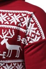 Sweat à capuche Rouge Renne avec Flocons - Détail Manche