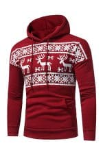 Sweat à capuche Rouge Renne avec Flocons