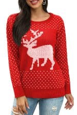 Pull Femme Noël Rouge Grand Renne