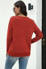 Pull Femme Noël Rouge Grand Renne - Vue de Dos