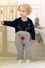 Grenouillère Bébé de Noël Bleue et Grise - Portée