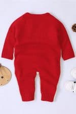 Grenouillère Bébé de Noël Rouge et Grise - Vue de Dos