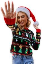 pull arbre de noel guirlande vue de face