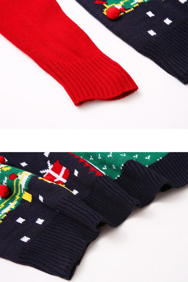 pull femme patchwork deco noel vue de detail2