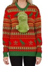 pull moche noel femme dinosaure 3d vue de detaillee