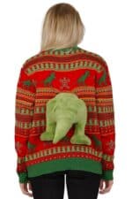 pull moche noel femme dinosaure 3d vue de dos