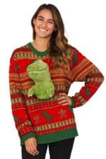 pull moche noel femme dinosaure 3d vue de face2