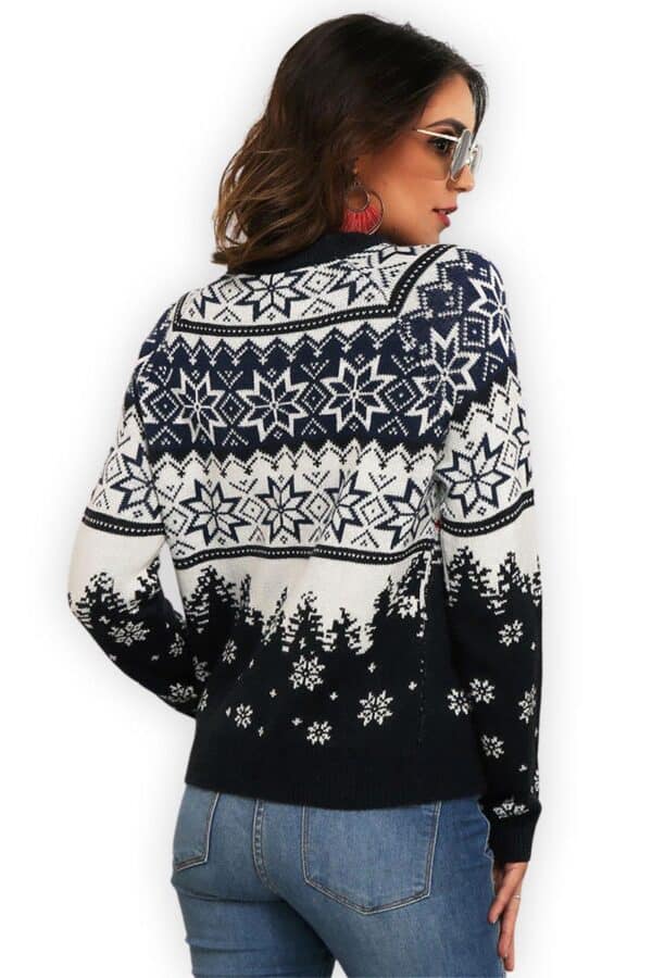 pull noel camion rouge happy femme vue de dos