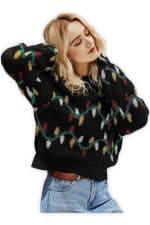 pull noel femme guirlande vue de cote