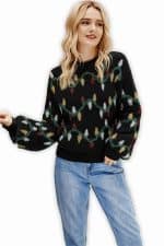 pull noel femme guirlande vue de face
