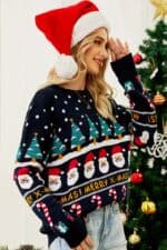 pull noel femme merry x mas vue de cote