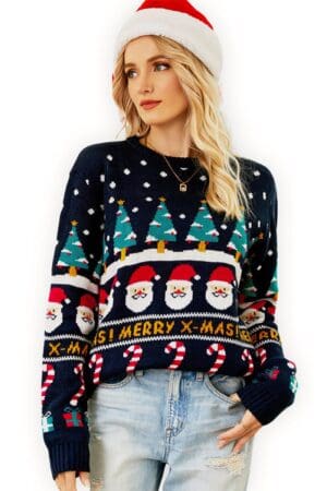 pull noel femme merry x mas vue de face