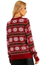 pull rouge flocon noel vue de dos