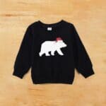 Pull Noir Famille Ours Polaire & Bonnet de Noël Enfant et bébé