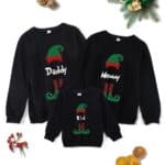 Pull Noir Lutin de Noël en Famille Assortis