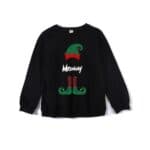 Pull Noir Lutin de Noël femme maman