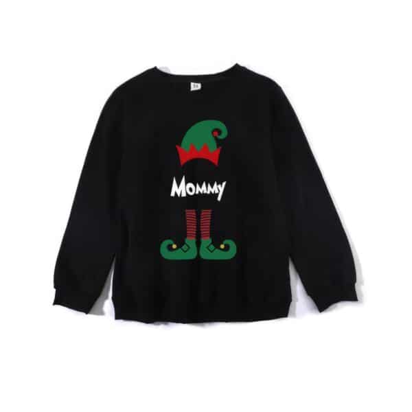 Pull Noir Lutin de Noël femme maman