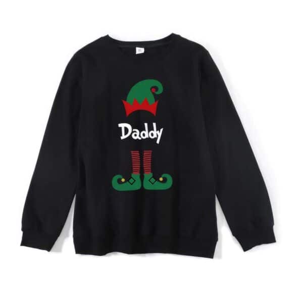 Pull Noir Lutin de Noël homme papa