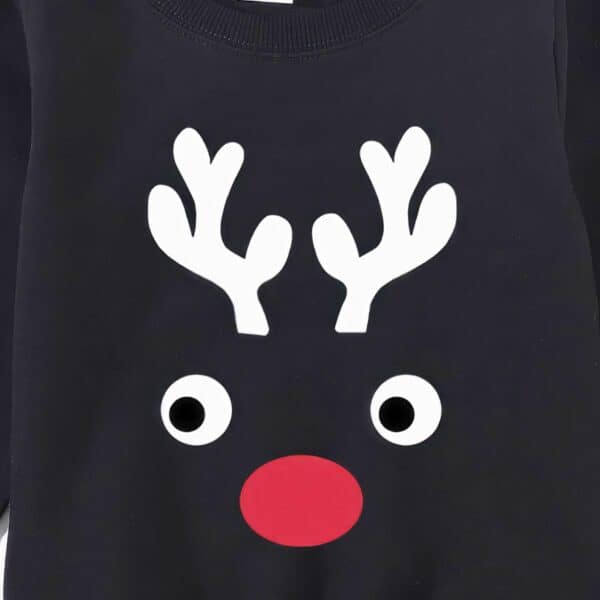 Pull Noir Renne au nez Rouge