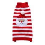 Pull chien rayé rouge & blanc Père Noël vue dessus
