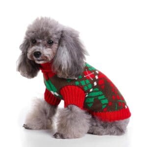 Pull chien sapin de Noël style écossais Vue côté