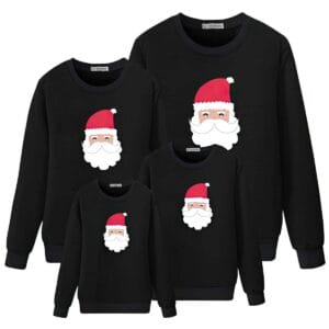 Pull de Noël Noir Père Noël famille