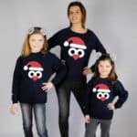 Pull de Noël Pingouin Noir maman et filles