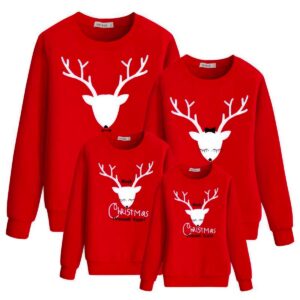 Pull de Noël Rouge Renne pour la famille