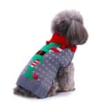 Pull de Noël chat gris lutin du père Noël vert vue de coté