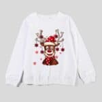 Pull de Noël en famille Joyeux Renne Blanc homme papa