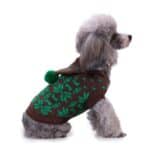 Pull de Noël petit chien marron flocon de neige vue côté