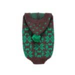 Pull de Noël petit chien marron flocon de neige vue dessus