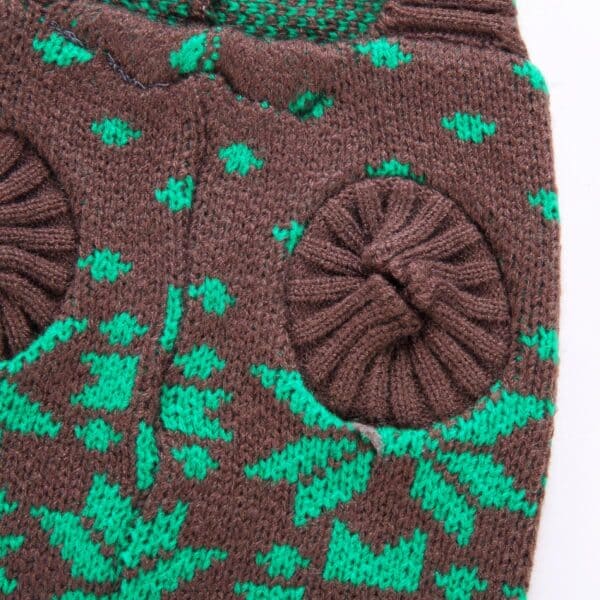 Pull de Noël petit chien marron flocon de neige vue manches