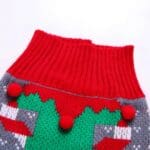 Pull de Noël pour chien gris lutin du père Noël vert vue col