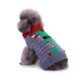 Pull de Noël pour petit chien gris lutin du père Noël vert vue de coté