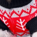 Pull moche chien noir & rouge Jacquard vue col