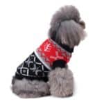 Pull moche chien noir & rouge Jacquard vue côté