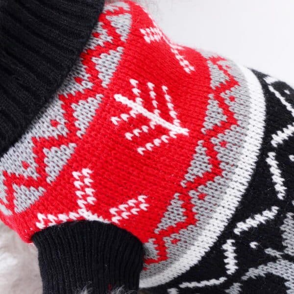 Pull moche chien noir & rouge Jacquard vue détaillée