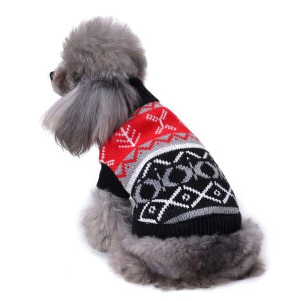 Pull moche chien noir & rouge Jacquard vue dos