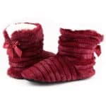 chaussons bottines rouge noeud papillon fourrure