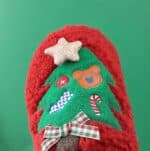 chaussons sapin noel rouge vue dessus